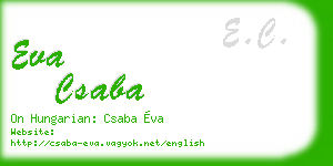 eva csaba business card